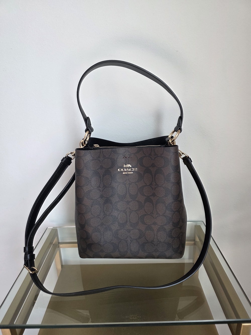 Coach Brown Signature Canvas Bucket Bag